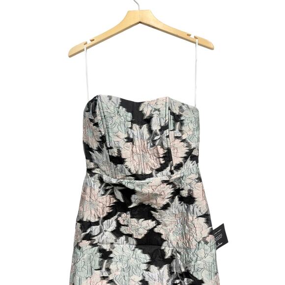 Lulus Upgraded Event Black Jacquard Strapless Bustier Midi Dress size Medium - Picture 3 of 5